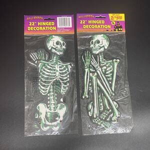 Set of 2 Vintage Sealed Posable Jointed Skeleton 22” Halloween Decoration NOS